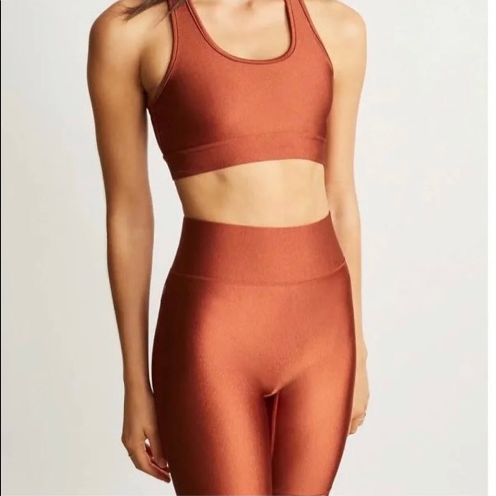 ALL ACCESS Rust Orange Seamless Sports Bra and shorts set